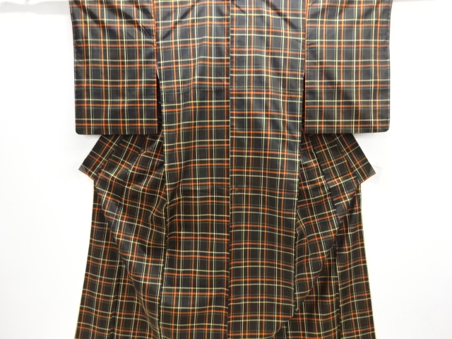 格子織り出し米沢紬着物アンサンブル